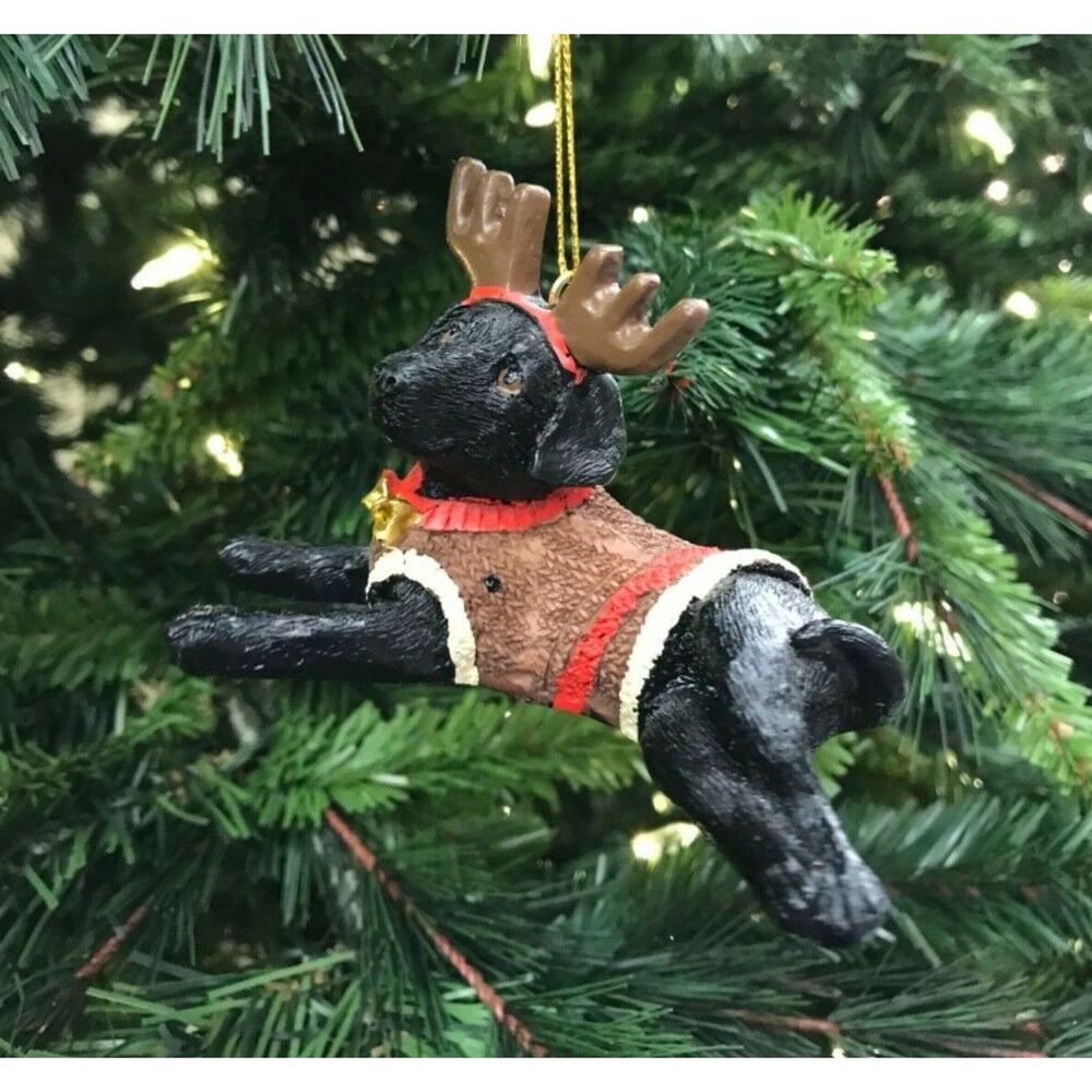 Black Labrador Dog Christmas Sweater Antlers Christmas Tree Ornament-NWT - Picture 2 of 5